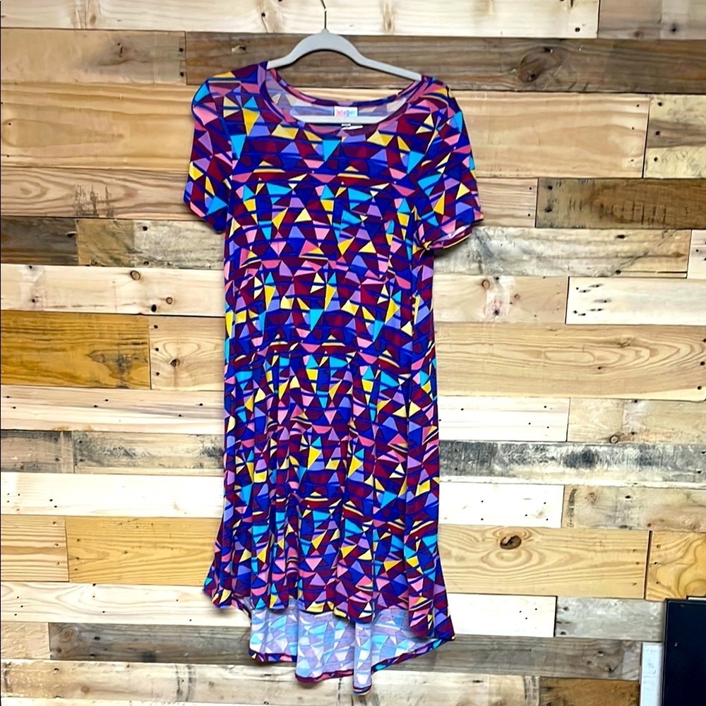 LulaRoe size XS Colorful Geometric Pattern Carly High-low Dress with Pocket